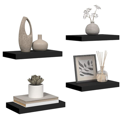Scaffali a Parete 4 pz Neri 40x23,5x3,8 cm in MDF | homemem39