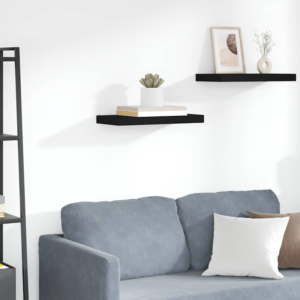 Scaffale a Parete Nero 50x23,5x3,8 cm in MDF | homemem39