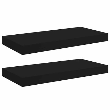 Scaffali a Parete 2 pz Neri 50x23,5x3,8 cm in MDF | homemem39
