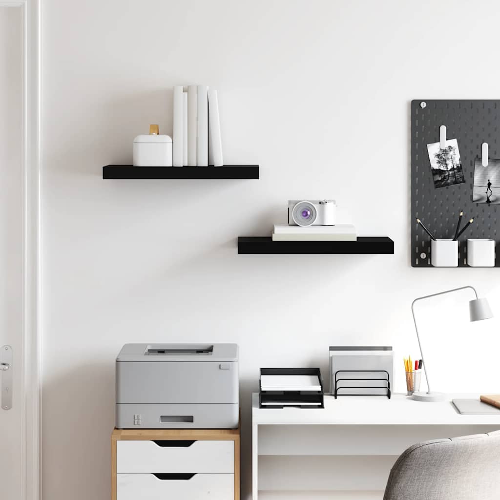 Scaffali a Parete 2 pz Neri 50x23,5x3,8 cm in MDF | homemem39