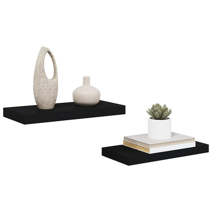 Scaffali a Parete 2 pz Neri 50x23,5x3,8 cm in MDF | homemem39