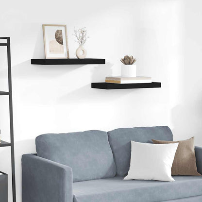 Scaffali a Parete 2 pz Neri 50x23,5x3,8 cm in MDF | homemem39