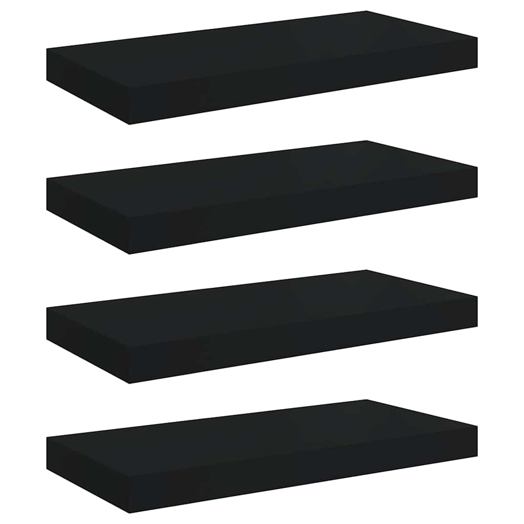 Scaffali a Parete 4 pz Neri 50x23,5x3,8 cm in MDF | homemem39