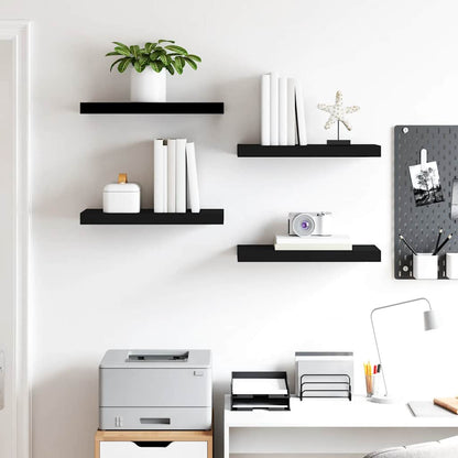 Scaffali a Parete 4 pz Neri 50x23,5x3,8 cm in MDF | homemem39