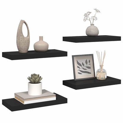 Scaffali a Parete 4 pz Neri 50x23,5x3,8 cm in MDF | homemem39