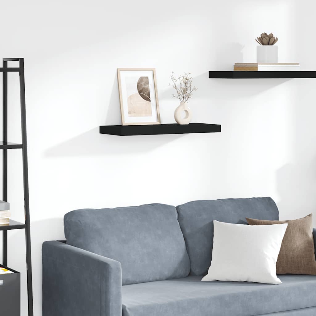 Scaffale a Parete Nero 60x23,5x3,8 cm in MDF | homemem39