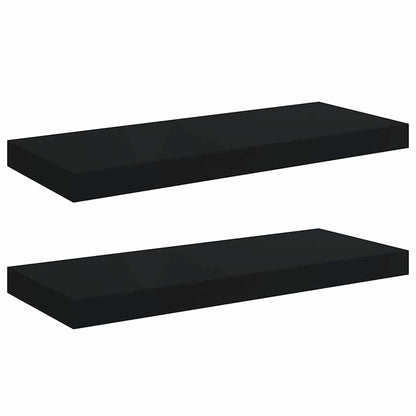 Scaffali a Parete 2 pz Neri 60x23,5x3,8 cm in MDF | homemem39