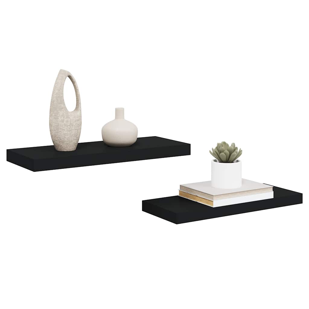 Scaffali a Parete 2 pz Neri 60x23,5x3,8 cm in MDF | homemem39