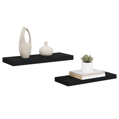 Scaffali a Parete 2 pz Neri 60x23,5x3,8 cm in MDF | homemem39