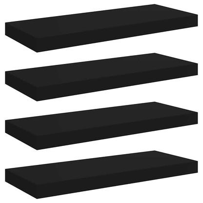 Scaffali a Parete 4 pz Neri 60x23,5x3,8 cm in MDF | homemem39