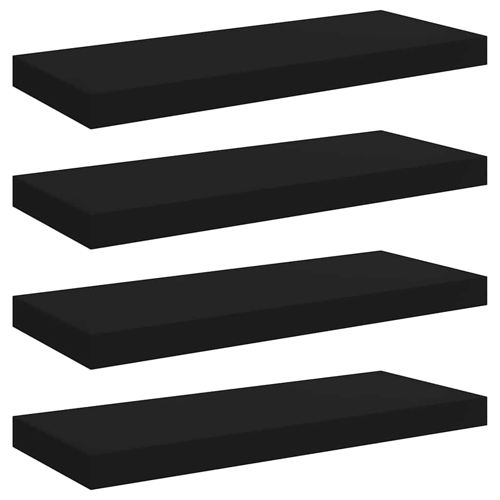 Scaffali a Parete 4 pz Neri in MDF