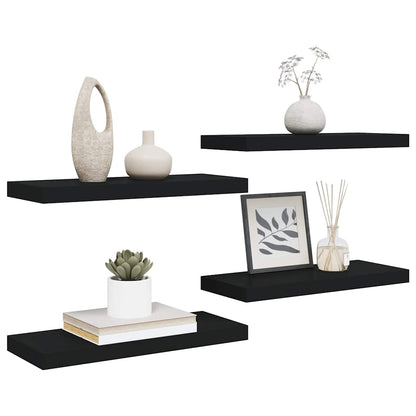 Scaffali a Parete 4 pz Neri 60x23,5x3,8 cm in MDF | homemem39