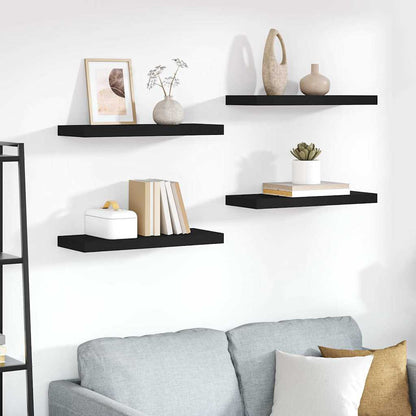 Scaffali a Parete 4 pz Neri 60x23,5x3,8 cm in MDF | homemem39
