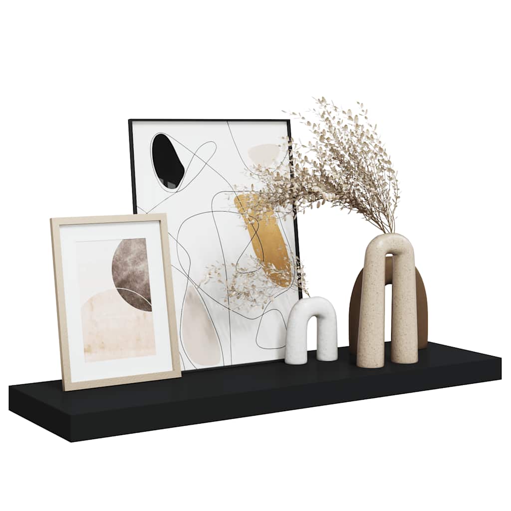 Scaffale a Parete Nero 80x23,5x3,8 cm in MDF | homemem39