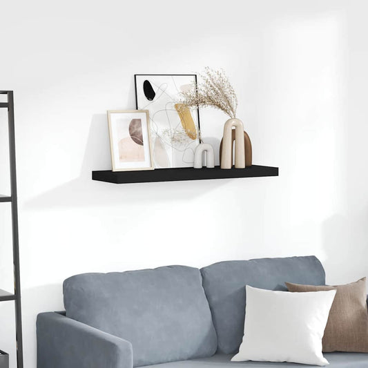 Scaffale a Parete Nero 80x23,5x3,8 cm in MDF | homemem39