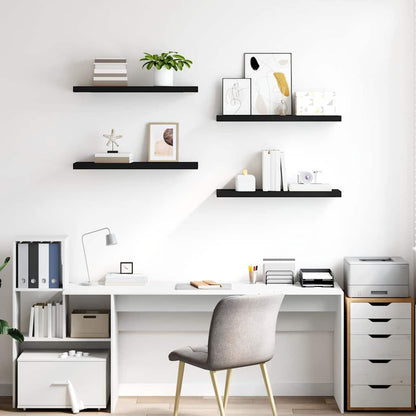 Scaffali a Parete 4 pz Neri 80x23,5x3,8 cm in MDF | homemem39