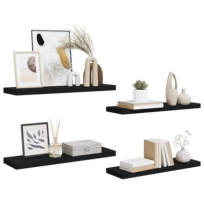 Scaffali a Parete 4 pz Neri 80x23,5x3,8 cm in MDF | homemem39