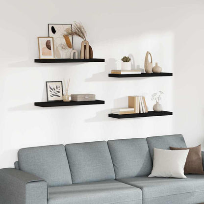 Scaffali a Parete 4 pz Neri in MDF