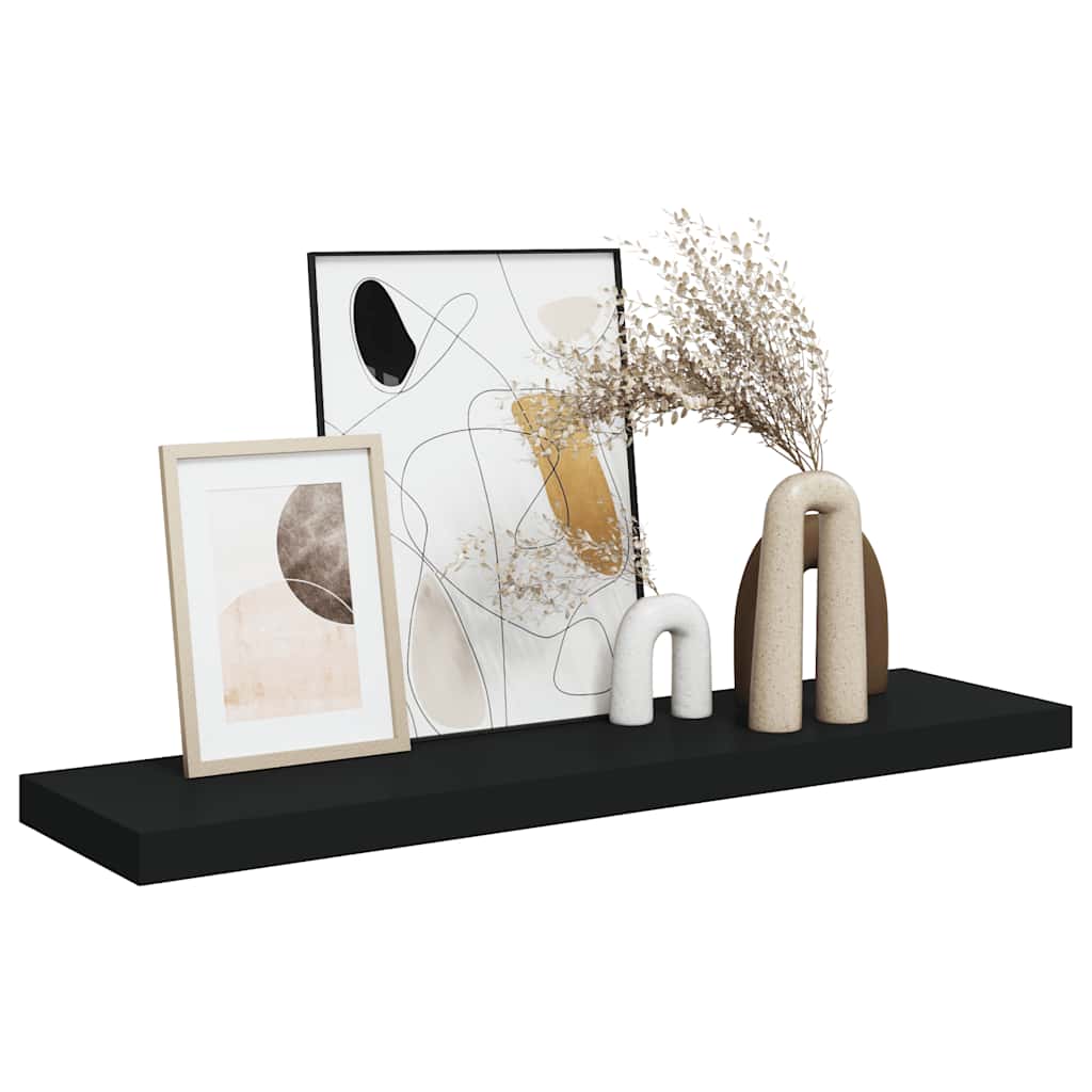Scaffale a Parete Nero 90x23,5x3,8 cm in MDF | homemem39