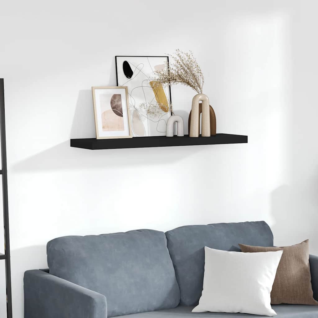 Scaffale a Parete Nero 90x23,5x3,8 cm in MDF | homemem39