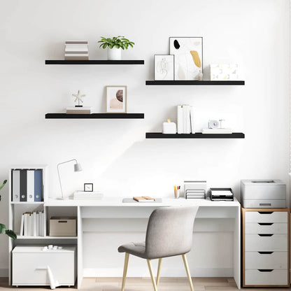 Scaffali a Parete 4 pz Neri 90x23,5x3,8 cm in MDF | homemem39
