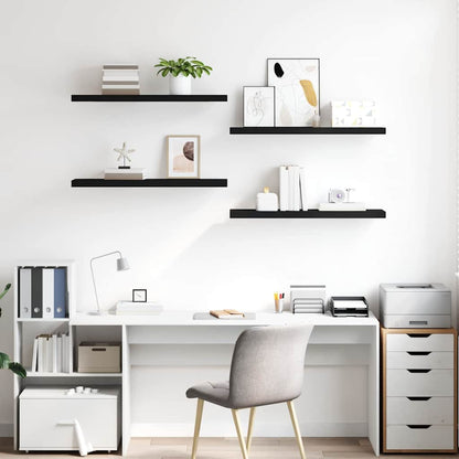 Scaffali a Parete 4 pz Neri in MDF