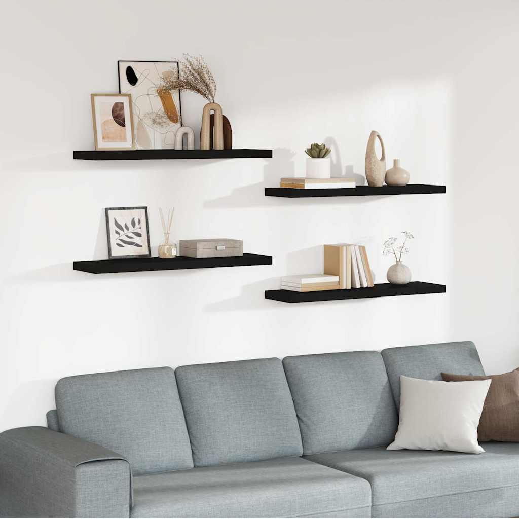 Scaffali a Parete 4 pz Neri in MDF