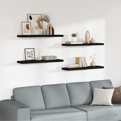 Scaffali a Parete 4 pz Neri in MDF