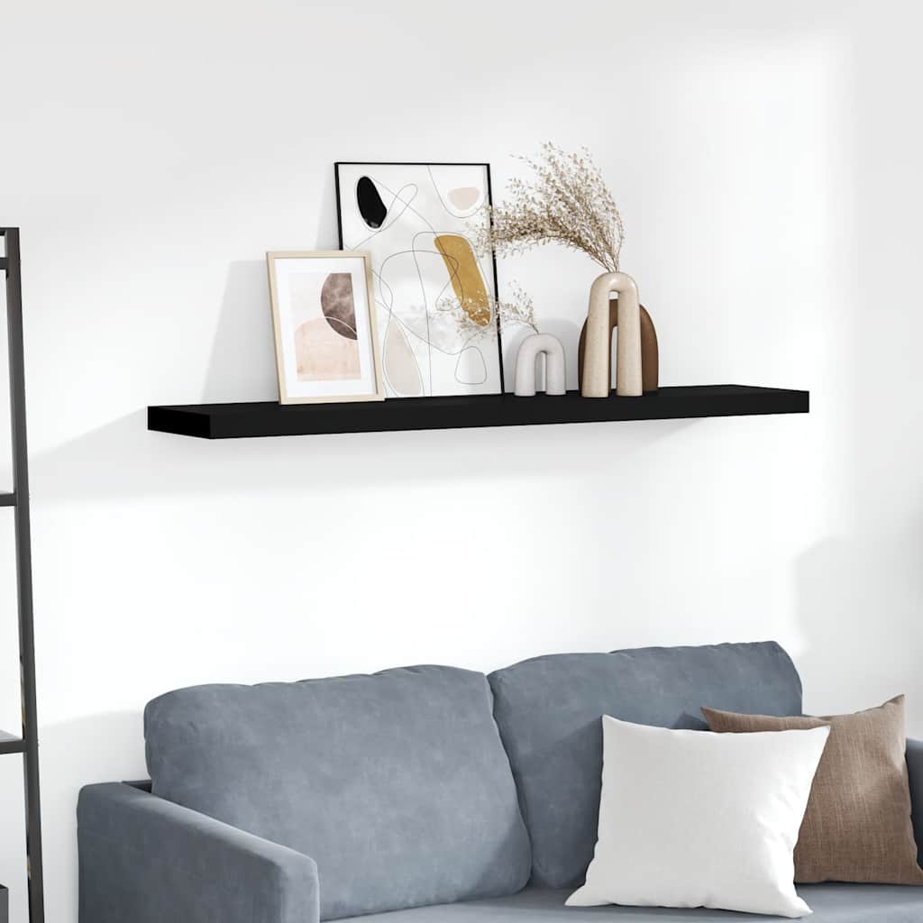 Scaffale a Parete Nero 120x23,5x3,8 cm in MDF | homemem39