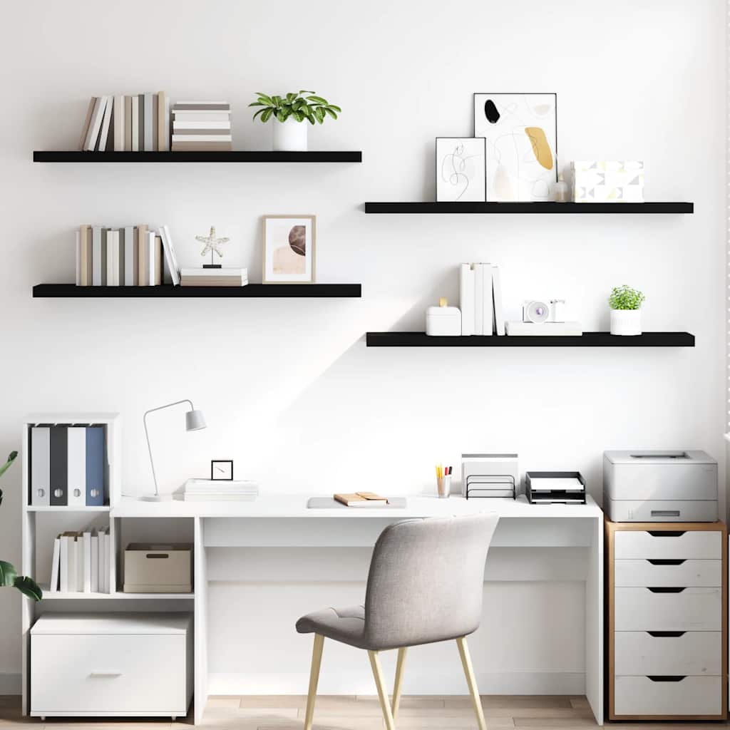 Scaffali a Parete 4 pz Neri 120x23,5x3,8 cm in MDF | homemem39