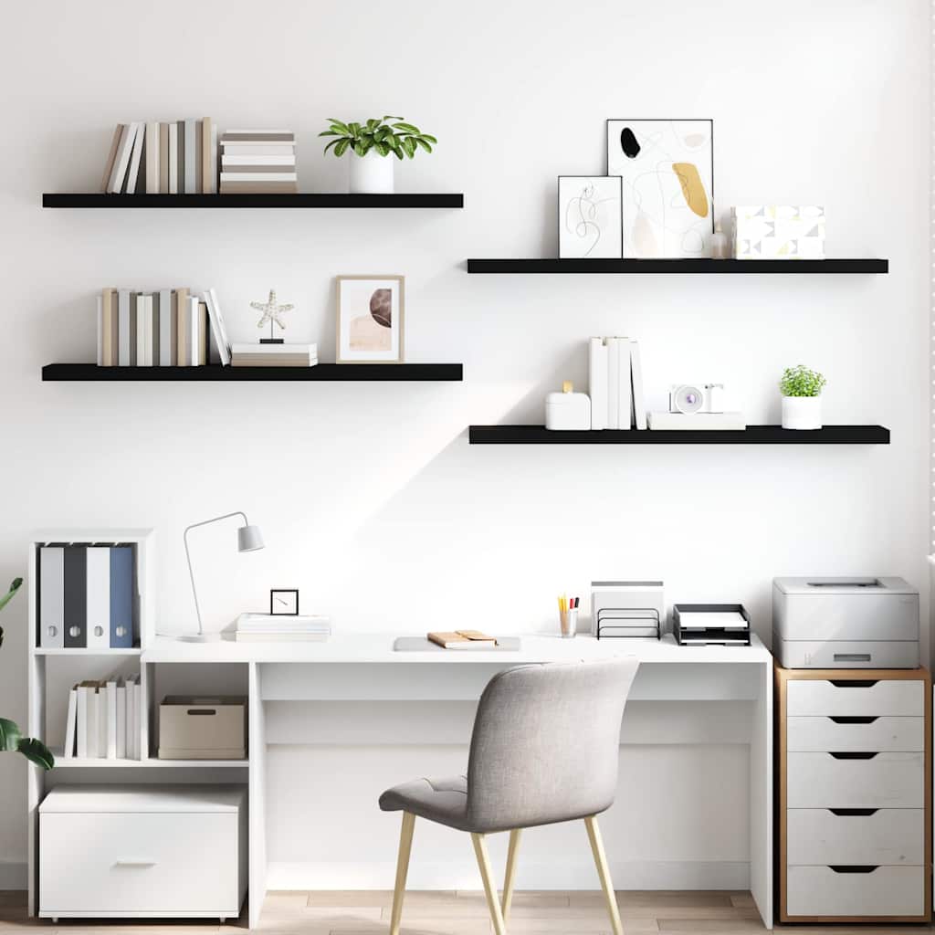 Scaffali a Parete 4 pz Neri in MDF