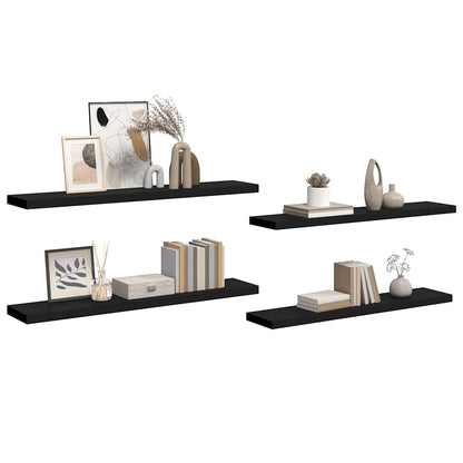 Scaffali a Parete 4 pz Neri 120x23,5x3,8 cm in MDF | homemem39