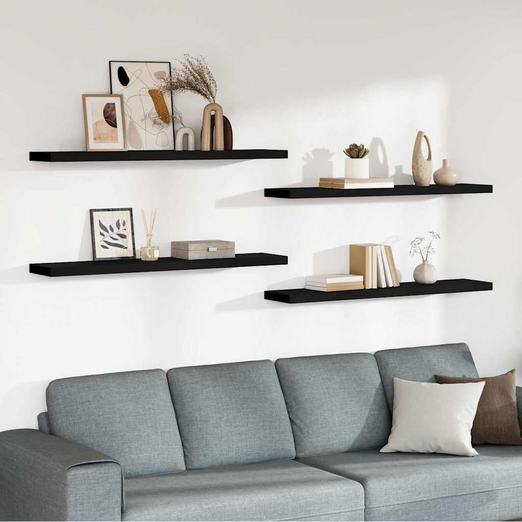 Scaffali a Parete 4 pz Neri in MDF