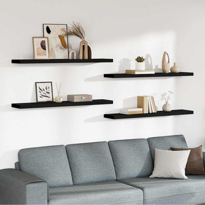 Scaffali a Parete 4 pz Neri in MDF