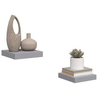 Scaffali a Parete 2 pz Grigi 23x23,5x3,8 cm in MDF | homemem39