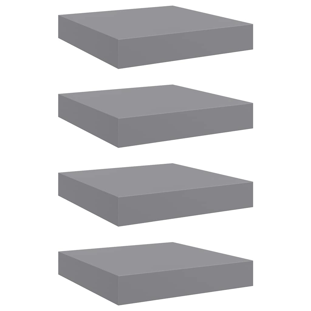 Scaffali a Parete 4 pz Grigi 23x23,5x3,8 cm in MDF | homemem39