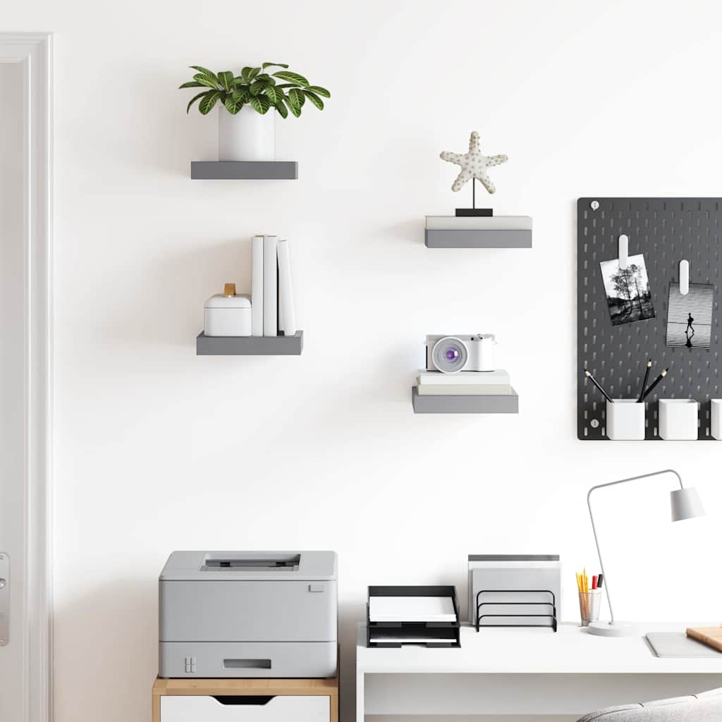 Scaffali a Parete 4 pz Grigi 23x23,5x3,8 cm in MDF | homemem39