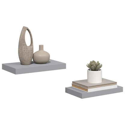 Scaffali a Parete 2 pz Grigi 40x23,5x3,8 cm in MDF | homemem39