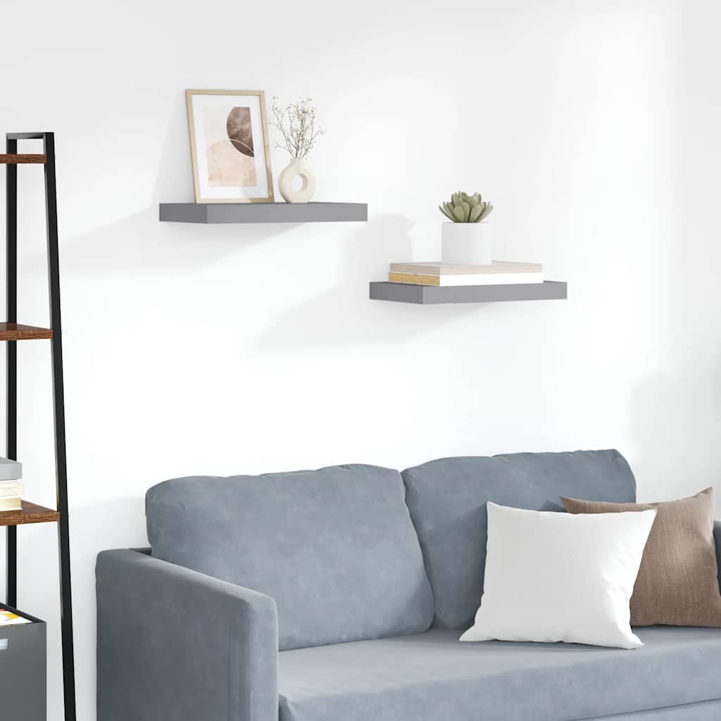 Scaffali a Parete 2 pz Grigi 40x23,5x3,8 cm in MDF | homemem39
