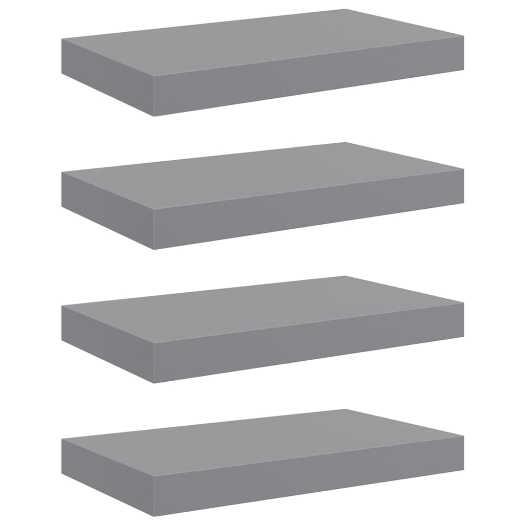 Scaffali a Parete 4 pz Grigi 40x23,5x3,8 cm in MDF