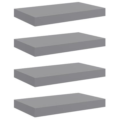 Scaffali a Parete 4 pz Grigi 40x23,5x3,8 cm in MDF