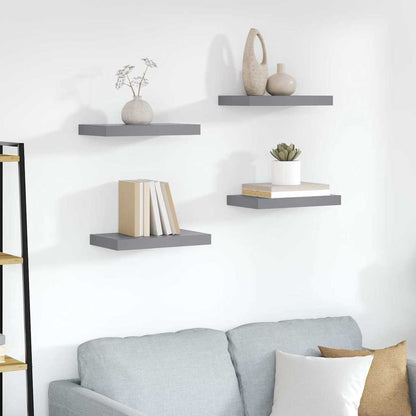 Scaffali a Parete 4 pz Grigi 40x23,5x3,8 cm in MDF