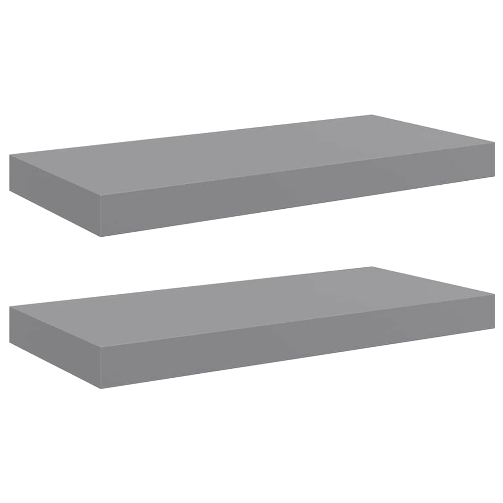 Scaffali a Parete 2 pz Grigi 50x23,5x3,8 cm in MDF | homemem39