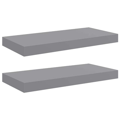 Scaffali a Parete 2 pz Grigi 50x23,5x3,8 cm in MDF