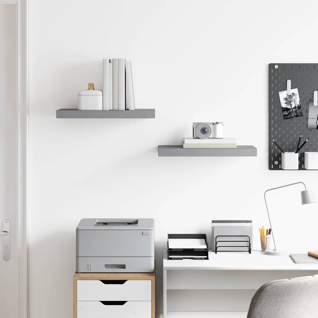 Scaffali a Parete 2 pz Grigi 50x23,5x3,8 cm in MDF | homemem39