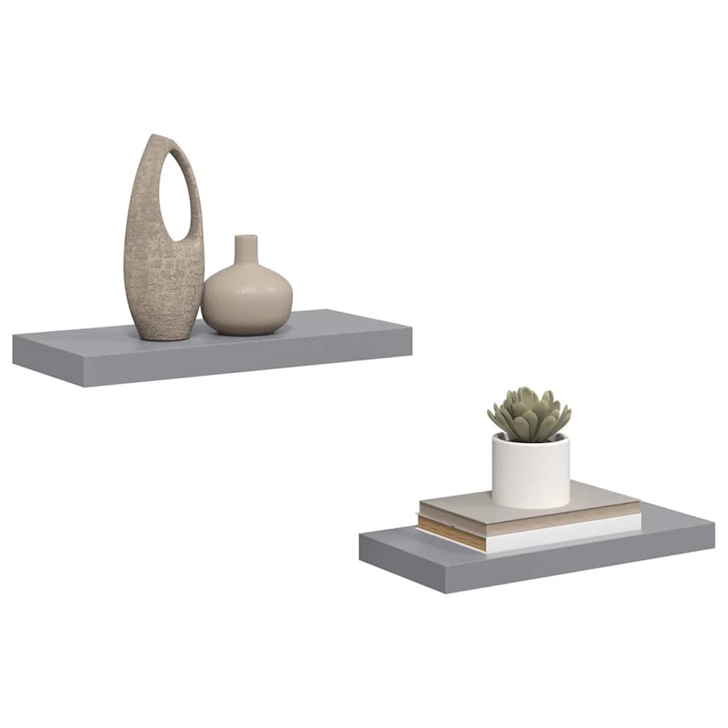 Scaffali a Parete 2 pz Grigi 50x23,5x3,8 cm in MDF | homemem39