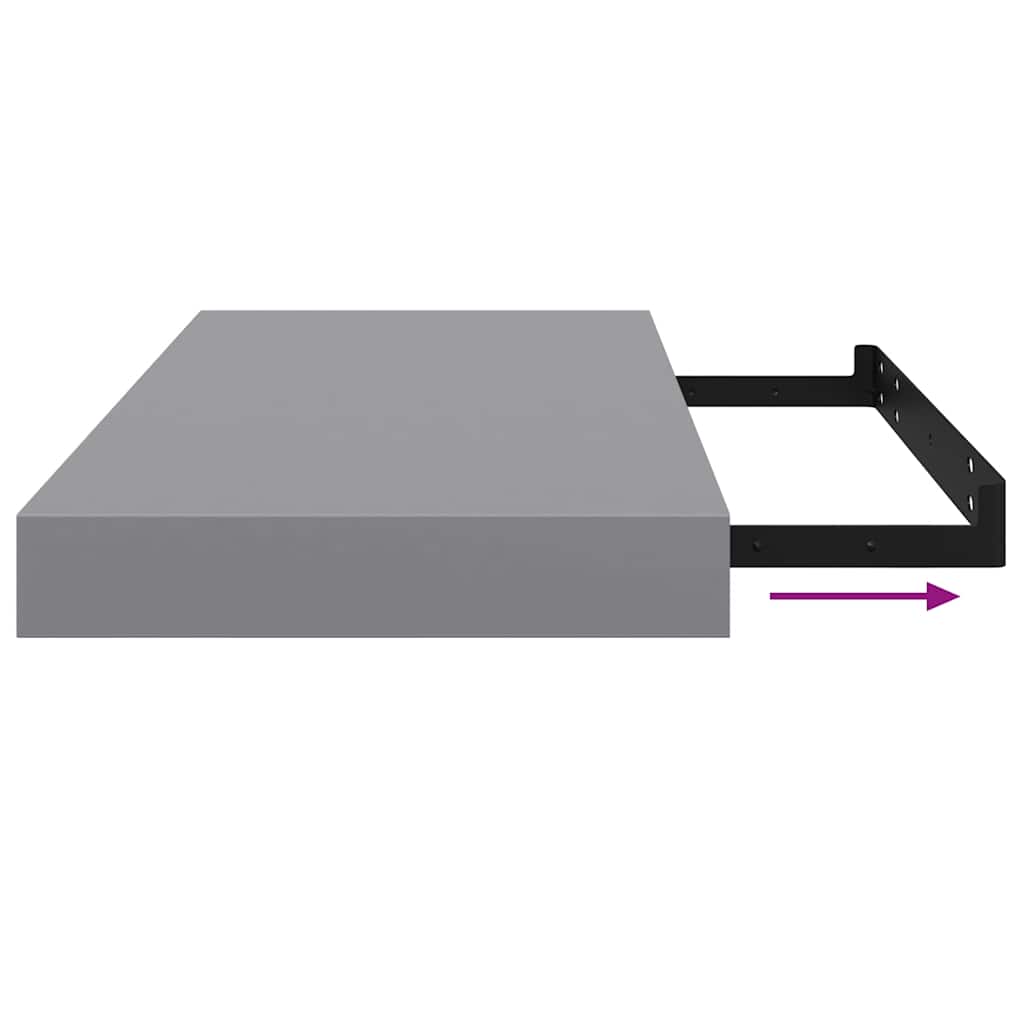 Scaffali a Parete 2 pz Grigi 50x23,5x3,8 cm in MDF | homemem39