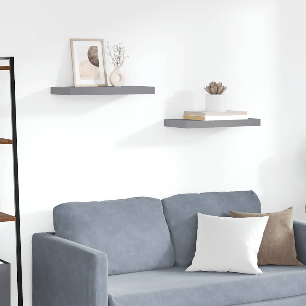 Scaffali a Parete 2 pz Grigi 50x23,5x3,8 cm in MDF | homemem39