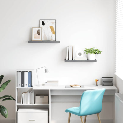 Scaffali a Parete 2 pz Grigi 60x23,5x3,8 cm in MDF