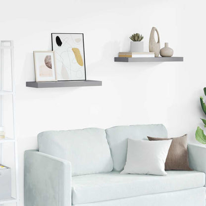 Scaffali a Parete 2 pz Grigi 60x23,5x3,8 cm in MDF